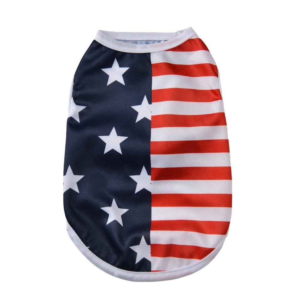 Summer Dog Clothes Independence Day Cooling Breathable Cloth Mesh Print Vest for Small Medium Dogs Cats Chihuahua Pug Clothing