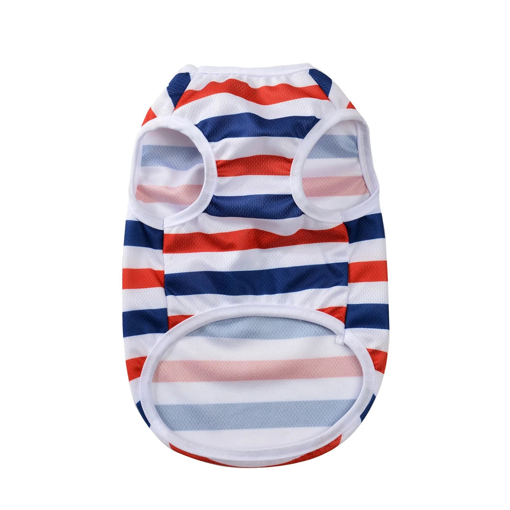 Dog T-shirt For Small Medium Dogs Cats Breathable Summer Pet Costume Independence Day July 4th Puppy Vest Yorkshire Pug Clothes