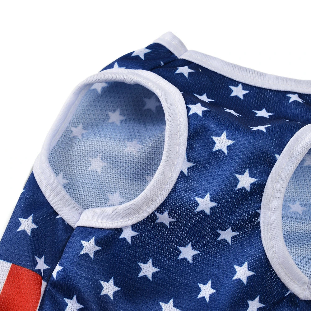 Summer Dog Clothes Independence Day Cooling Breathable Cloth Mesh Print Vest for Small Medium Dogs Cats Chihuahua Pug Clothing