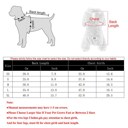 Soft Fleece Dog Clothes Autumn Winter Warm Pet Costume For Small Dogs Jumpsuit Puppy Sweater Coat Chihuahua Overalls Pet Outfits