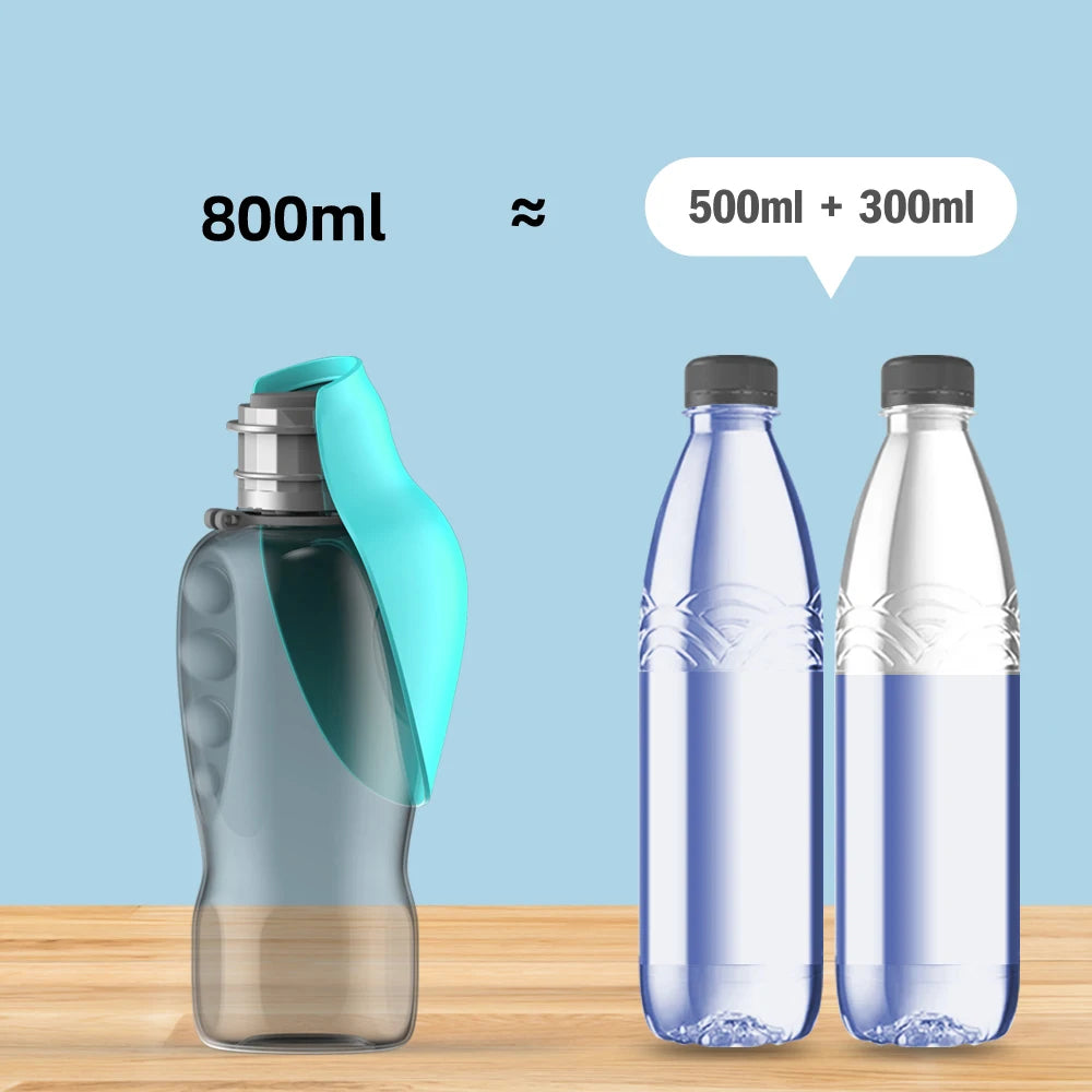 800ML Large Dog Water Bottle Dispenser For Small Big Dogs Portable Travel Pet Drinking Bowls Bulldog Labrador Feeder Supplies