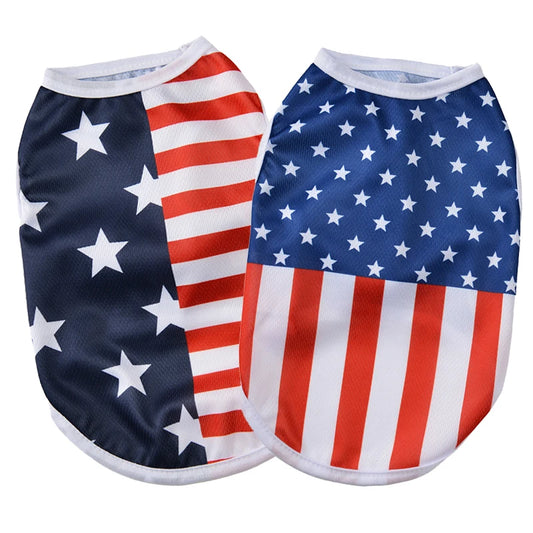 Summer Dog Clothes Independence Day Cooling Breathable Cloth Mesh Print Vest for Small Medium Dogs Cats Chihuahua Pug Clothing