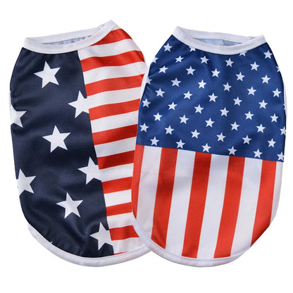 Summer Dog Clothes Independence Day Cooling Breathable Cloth Mesh Print Vest for Small Medium Dogs Cats Chihuahua Pug Clothing
