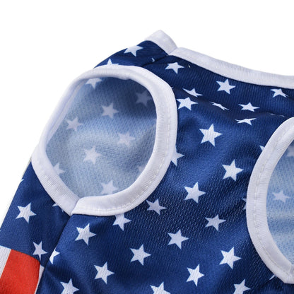 Summer Dog Clothes Independence Day Cooling Breathable Cloth Mesh Print Vest for Small Medium Dogs Cats Chihuahua Pug Clothing